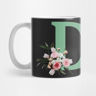 Letter D green with colorful flowers Mug